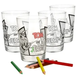 4x Tom&Jerry Glas Zum Anmalen Für Kinder Selber Bemalen Geburtstag Geschenk