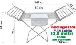Sirge ASCIUGOTTOL Wäschetrockner Elektrische Wäscheleine Trockner 230 WATT - [12,5 Laufende Meter] - Faltbare 20 Heizelemente -Leifheit || Vileda || Wenko Verkaufsgeschäft 5a7e523eecce0d0d01b166b74bbe4d31