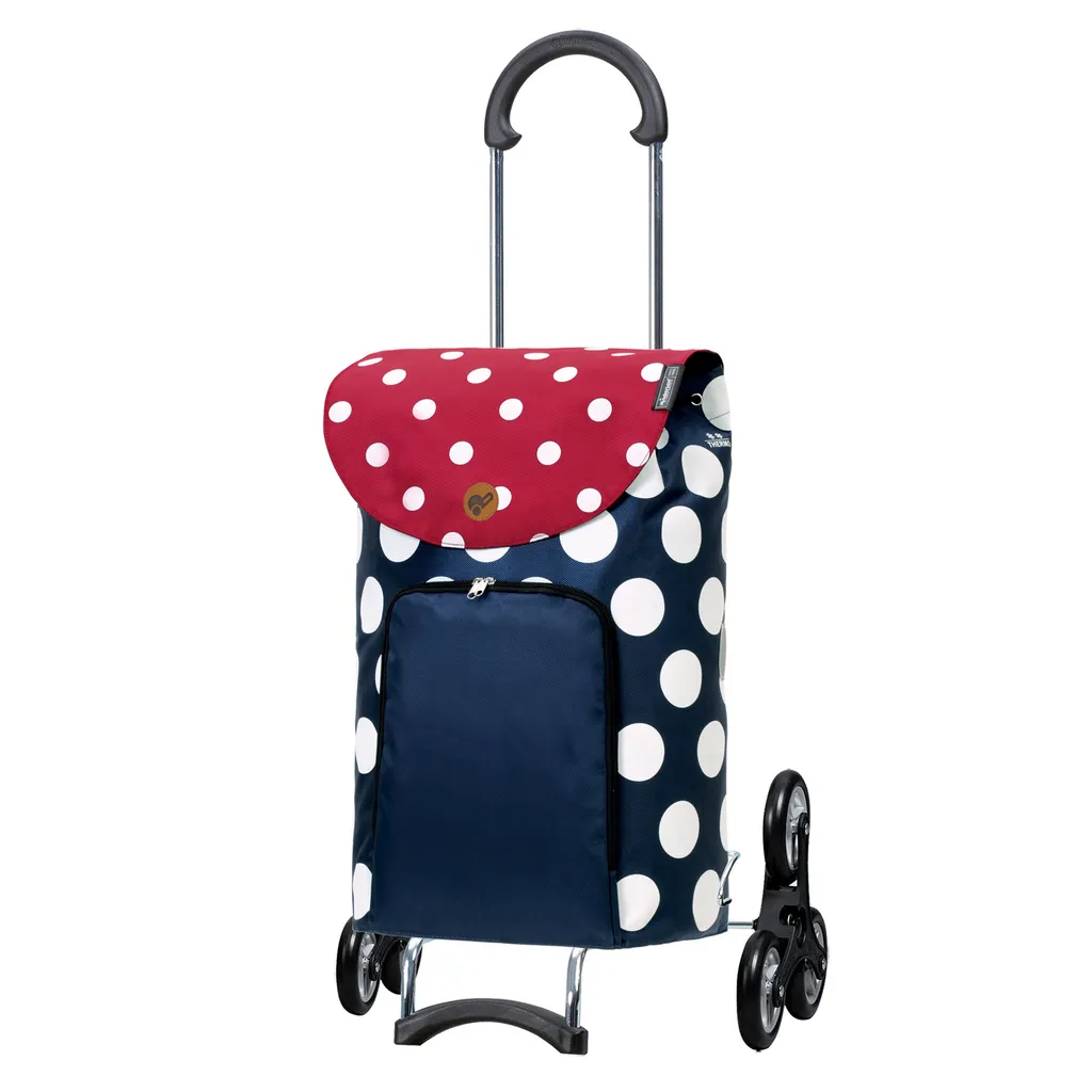 Andersen Shopper Treppensteiger Scala Stahl Mit Rad Ø 3 X 13cm Und 41 Liter Tasche Dots Blau Mit Kühlfach 1 Andersen Shopper Treppensteiger Scala Stahl Mit Rad Ø 3 X 13cm Und 41 Liter Tasche Dots Blau Mit Kühlfach