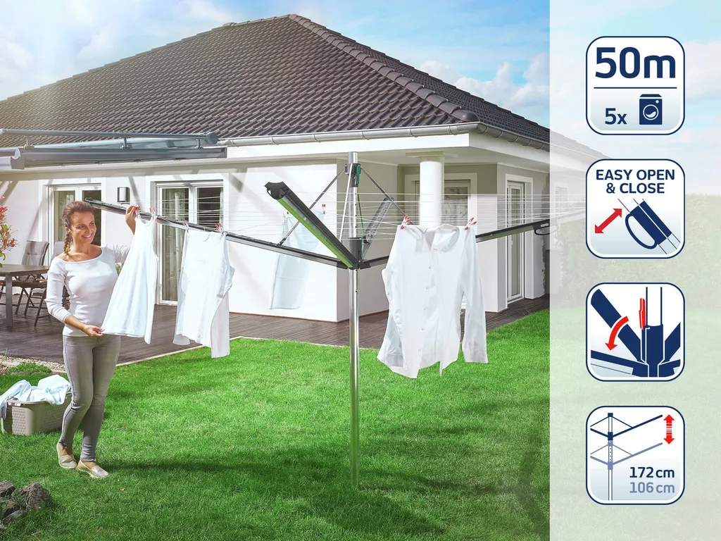 Leifheit Wäschespinne Linomatic 500 Plus (anthrazit) 2 Leifheit Wäschespinne Linomatic 500 Plus (anthrazit) – Bild 2