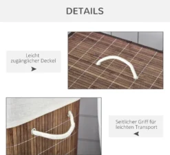 HOMCOM 100L Wäschekorb Wäschebox Wäschesammler Mit 3 Griffe Mit Waschbarem Wäschesack Abnehmbar Bambus Polyester Baumwolle Metall Braun+Weiß 52 X 32 X 63 Cm 15 HOMCOM 100L Wäschekorb Wäschebox Wäschesammler Mit 3 Griffe Mit Waschbarem Wäschesack Abnehmbar Bambus Polyester Baumwolle Metall Braun+Weiß 52 X 32 X 63 Cm -Leifheit || Vileda || Wenko Verkaufsgeschäft 5d15bc15c4775fb01bde523002556c2d