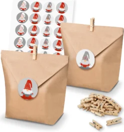 Itenga SET Geschenktüten 24x Tüten + Klammern + Sticker (Motiv 152)
