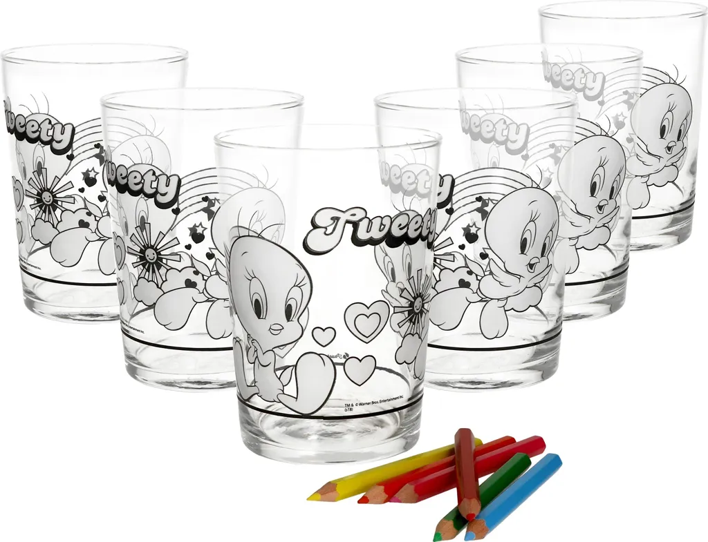 6x Tweety Glas Zum Anmalen Für Kinder Selber Bemalen Geburtstag Geschenk 1 6x Tweety Glas Zum Anmalen Für Kinder Selber Bemalen Geburtstag Geschenk
