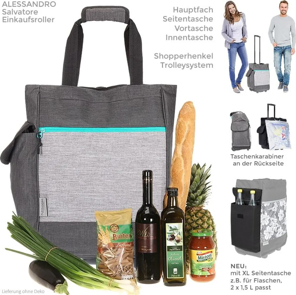 Trolley Einkaufstrolley Einkaufsroller Alessandro Pro Shopper Mit Stabilem Stand Einkaufstrolly Einkaufstasche Saunatrolley Trolly 38L 12894 Two Tone Grey Grau 6 Trolley Einkaufstrolley Einkaufsroller Alessandro Pro Shopper Mit Stabilem Stand Einkaufstrolly Einkaufstasche Saunatrolley Trolly 38L 12894 Two Tone Grey Grau – Bild 6