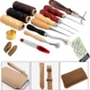 14 Stück Leder Werkzeug Set - Leder Handwerk Handnähen Werkzeuge Mit Nadeln, Gewinde, Maßband, Bohrer Für Leder Leinwand Nähen