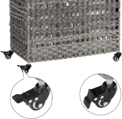 SONGMICS Wäschekorb Handgeflochten, Wäschesammler Aus Polyrattan, Mit 3 Fächern, Deckel Und Griffen, Herausnehmbare Taschen, Wohnzimmer, Schlafzimmer, Waschküche, Grau LCB083G02 -Leifheit || Vileda || Wenko Verkaufsgeschäft 5fdb39cfdd1587f730ec522202a1e4da