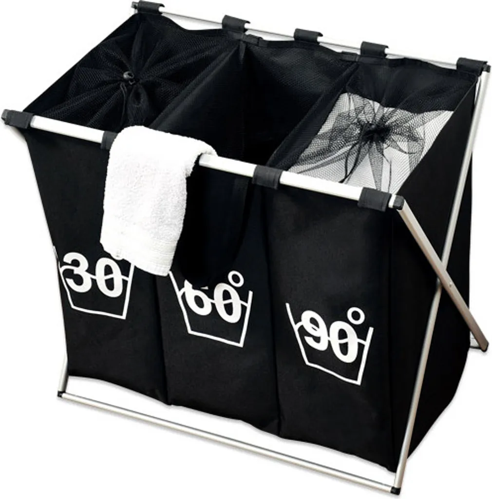 Kesper Wäschesammler Mit Dreifacher Einteilung, Trio, Schwarz 19590 9 Kesper Wäschesammler Mit Dreifacher Einteilung, Trio, Schwarz 19590 – Bild 9
