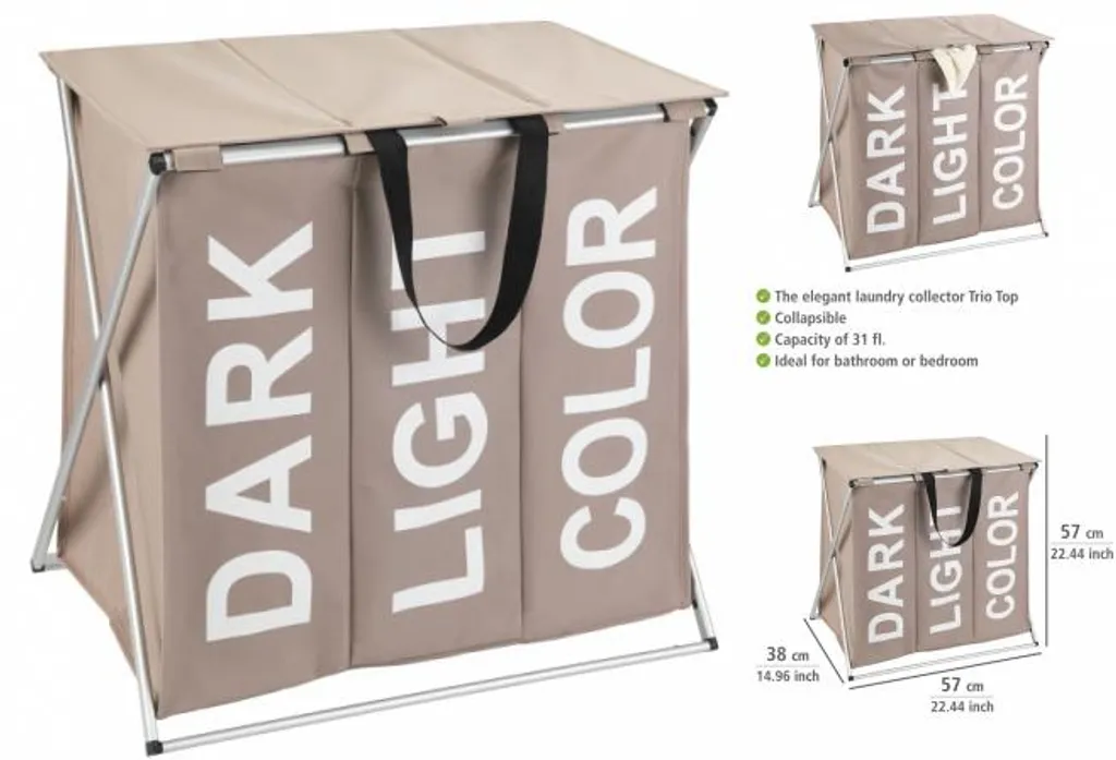 Wenko Wäschesammler Trio Top Taupe 15 Wenko Wäschesammler Trio Top Taupe – Bild 15