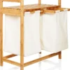 Lumaland Wäschekorb Aus Bambus, Mit 2 Ausziehbaren Wäschesäcken, Ca. 73 X 64 X 33 Cm Beige