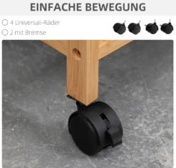 HOMCOM Wäschekorb Wäschebox Mit 2 Stoffbeutel Wäschesack Wäschesammler Mit Rollen Aufbewahrungskorb Bambus Naturholz+Grau 42 X 35 X 84,5 Cm -Leifheit || Vileda || Wenko Verkaufsgeschäft 6519f1af1e90d6637370b6ec312868ec