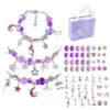 63er/set DIY Kristall Armband Bunt Kristall Perlen Schmuck Armbänder Handwerk Für Erwachsene Kinder, Bastelsets (Lila)