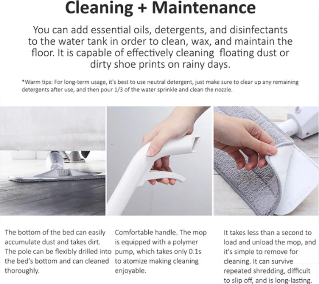 Deerma TB500 Mop Mit Wasserspray, 360° Drehung, 350ml Behälter, 1x Reinigungstuch 9 Deerma TB500 Mop Mit Wasserspray, 360° Drehung, 350ml Behälter, 1x Reinigungstuch – Bild 9