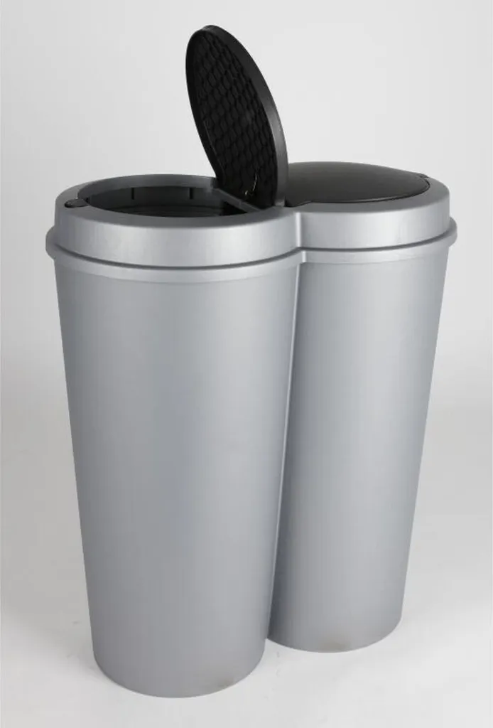 Deuba Mülleimer 50 L Duo 2fach Trennsystem 2x25L Druckknopf-Automatik Küche Abfalleimer Müllbehälter Mülltrennung Büro, Farbe:schwarz - Black - Noir 16 Deuba Mülleimer 50 L Duo 2fach Trennsystem 2x25L Druckknopf-Automatik Küche Abfalleimer Müllbehälter Mülltrennung Büro, Farbe:schwarz - Black - Noir – Bild 16