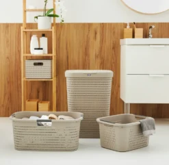 ROTHO Wäschesammler 55 L COUNTRY, Farbe:Cappuccino