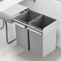 Wesco Double Deluxe. Abfallsammler, Alu Grau. - Mülleimer