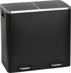 SVITA TM2X15 Treteimer 30 Liter 2x15L Schwarz Abfalleimer Mülleimer Mülltrennung Stahl