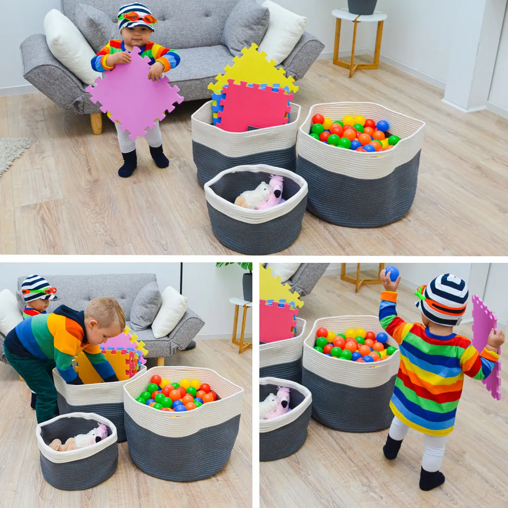 Ø39x30 Baumwoll Seilkorb 35L Aufbewahrungskorb Boho Wäschekorb Kinderzimmer Korb 5 Ø39x30 Baumwoll Seilkorb 35L Aufbewahrungskorb Boho Wäschekorb Kinderzimmer Korb – Bild 5