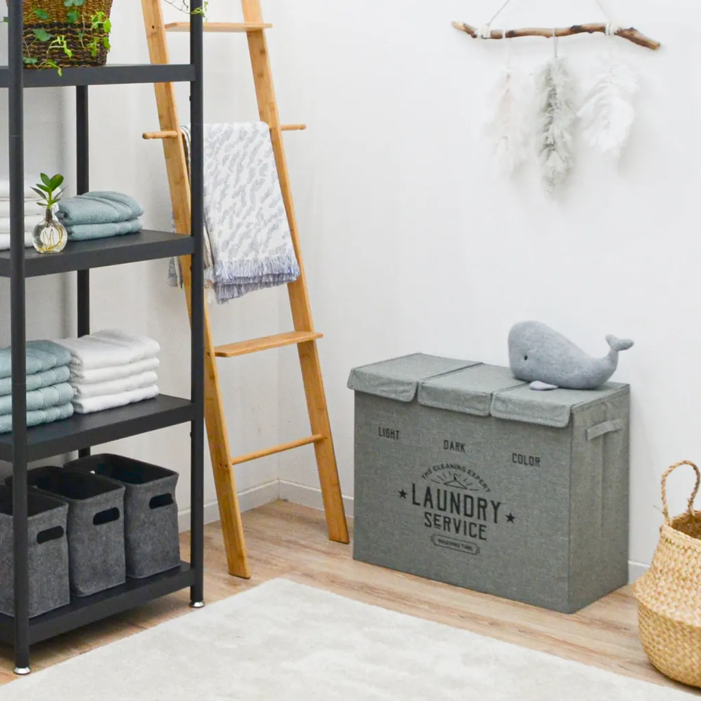 3 Fächer Wäschekorb Mit Deckel - 84L Wäschesammler Faltbar - 60x30x50 Wäschebox 2 3 Fächer Wäschekorb Mit Deckel - 84L Wäschesammler Faltbar - 60x30x50 Wäschebox – Bild 2