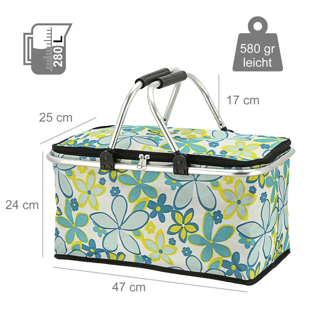 Einkaufskorb Faltbar Mit Thermofunktion "Flower" Grün 2 Einkaufskorb Faltbar Mit Thermofunktion "Flower" Grün – Bild 2