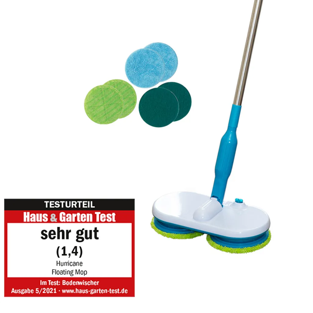 Hurricane Floating Mop Elektrischer Bodenwischer – Akku Wischer Zum Mühelosen Wischen, Schrubben Und Polieren – Ultra Leichter Wischmopp Mit Verschiedenen Mikrofaser-Pads 1 Hurricane Floating Mop Elektrischer Bodenwischer – Akku Wischer Zum Mühelosen Wischen, Schrubben Und Polieren – Ultra Leichter Wischmopp Mit Verschiedenen Mikrofaser-Pads