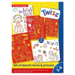 Twizz Schablonenset Pferd Und Prinzessin 25 Cm Rot