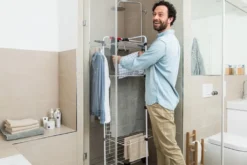 Vileda Mixer 4 - Vertikaler Stahlturm-Wäscheständer, 40 Meter Trockenraum, 4 Gestelle, Kleiner Kleiderständer Und Bügel, Offene Maße 169 X 71 X 71 X 71 Cm, Farbe Weiß -Leifheit || Vileda || Wenko Verkaufsgeschäft 6fa7eb1ed967ef0d2522d1b80f25410e