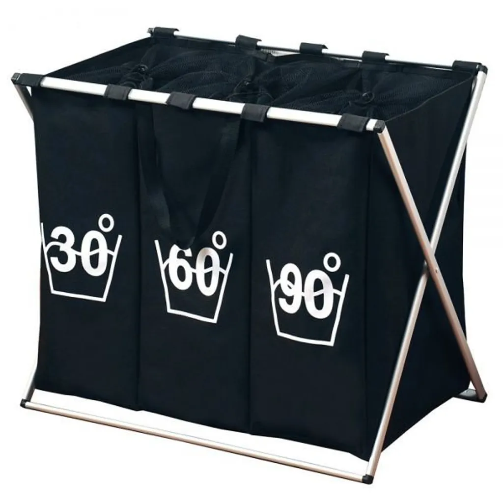 Kesper Wäschesammler Mit Dreifacher Einteilung, Trio, Schwarz 19590 4 Kesper Wäschesammler Mit Dreifacher Einteilung, Trio, Schwarz 19590 – Bild 4