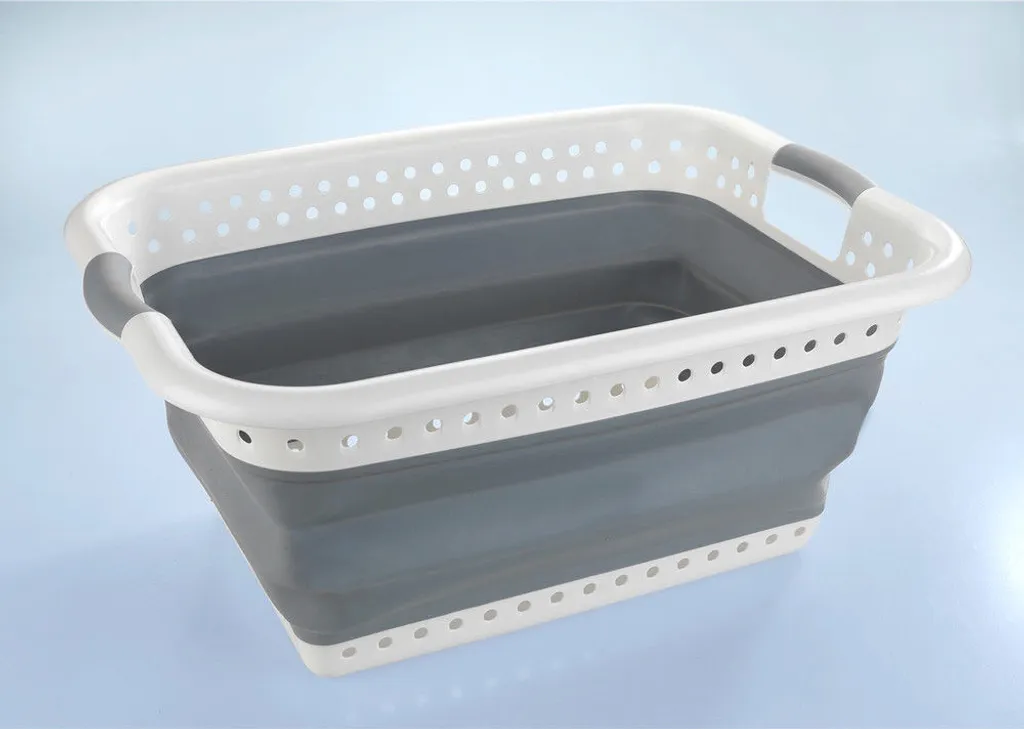 Wenko Wäschekorb Faltbar Weiß-grau 8 Wenko Wäschekorb Faltbar Weiß-grau – Bild 8