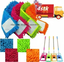 4 Stück Microfaser Wischmopp-Köpfe Refill Ersatz Tuch Staub Reinigungs Pad Waschbar Mikrofaser-Mopp-Pads