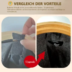 WAOHO Faltbarer Wäschekorb Mit Deckel 125L Mit 2 Fächern 54cmx33cmx70cm，Herausnehmbarem Wäschesack,faltbarem Bambusrahmen-Wäschesortierer Und Wasserdichtem Oxford-Tuch （Schwarz） -Leifheit || Vileda || Wenko Verkaufsgeschäft 7713a13d0210ed51412cd566dae52c67