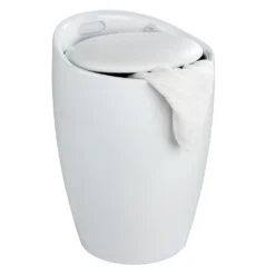 Wenko Hocker Candy White, Mit Wäschesack