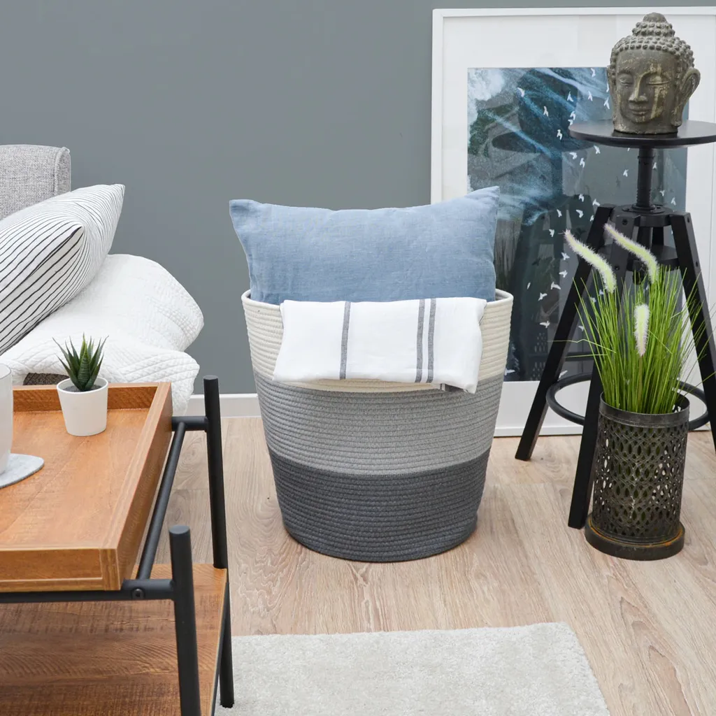 Ø38x46 Baumwoll Seilkorb 50L Aufbewahrungskorb Boho Wäschekorb Kinderzimmer Korb 2 Ø38x46 Baumwoll Seilkorb 50L Aufbewahrungskorb Boho Wäschekorb Kinderzimmer Korb – Bild 2