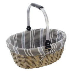 Einkaufskorb 'Grau Gekalkt' Füllkorb Flechtkorb Natur Bügel Einkauf Flaschen