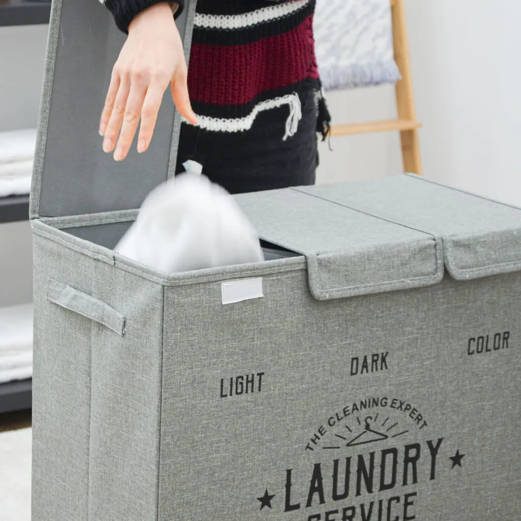 3 Fächer Wäschekorb Mit Deckel - 84L Wäschesammler Faltbar - 60x30x50 Wäschebox 5 3 Fächer Wäschekorb Mit Deckel - 84L Wäschesammler Faltbar - 60x30x50 Wäschebox – Bild 5