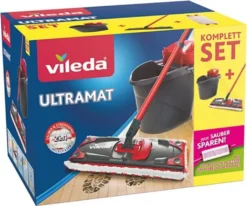 Vileda Wischmops & Bodenwischer Ultramat 2in1 Box Inkl. Gratis Ersatzbezug Microfaser Sensitive
