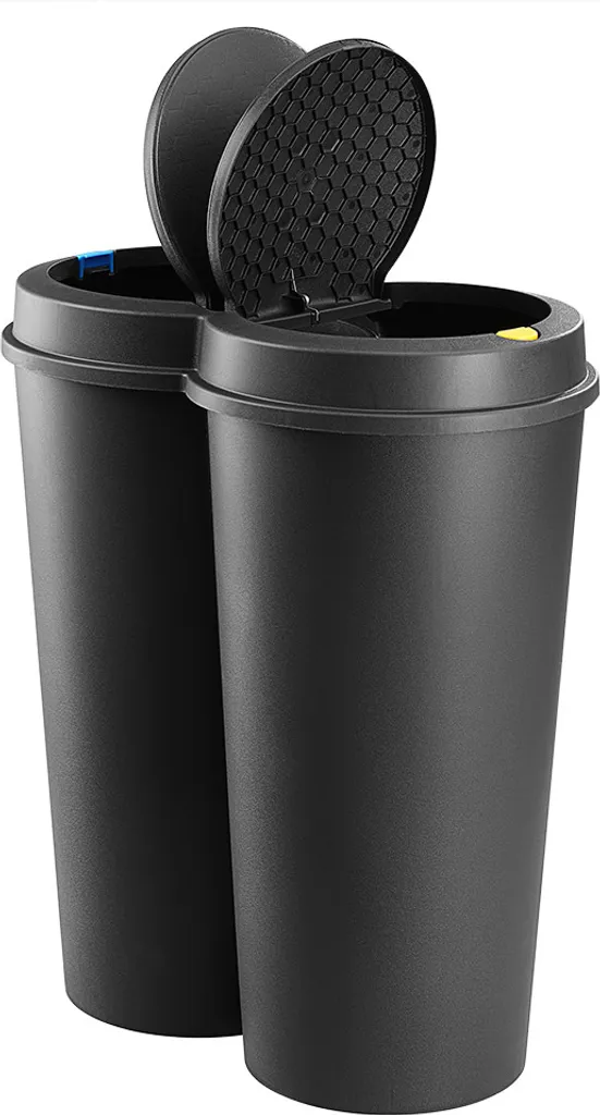 Deuba Mülleimer 50 L Duo 2fach Trennsystem 2x25L Druckknopf-Automatik Küche Abfalleimer Müllbehälter Mülltrennung Büro, Farbe:schwarz - Black - Noir 6 Deuba Mülleimer 50 L Duo 2fach Trennsystem 2x25L Druckknopf-Automatik Küche Abfalleimer Müllbehälter Mülltrennung Büro, Farbe:schwarz - Black - Noir – Bild 6