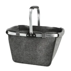 Einkaufskorb Filz Grau 48 X 28 X 29 Cm Platzsparend Faltbarer Filzkorb