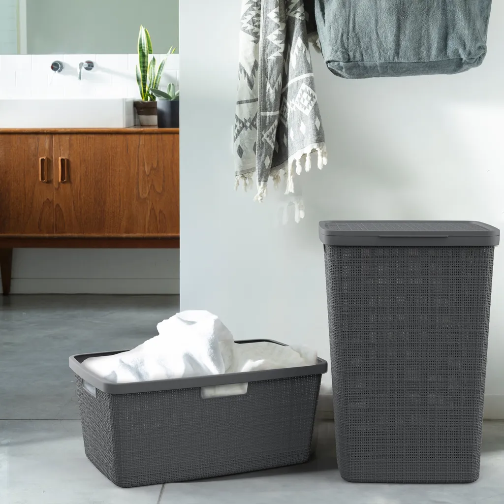 Curver Wäschekorb Jute 46 L, Grau, 70 % Recycelbar 2 Curver Wäschekorb Jute 46 L, Grau, 70 % Recycelbar – Bild 2