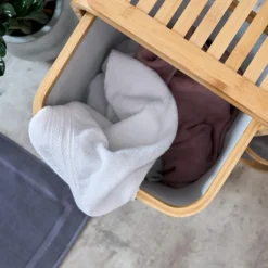 Lumaland Wäschekorb Aus Bambus - 1 XL Fach + 2 Kompaktfächer 49,5 X 33 X 71 Cm Grau -Leifheit || Vileda || Wenko Verkaufsgeschäft 8091a6267d1f64cf44f181f79d25e4bd