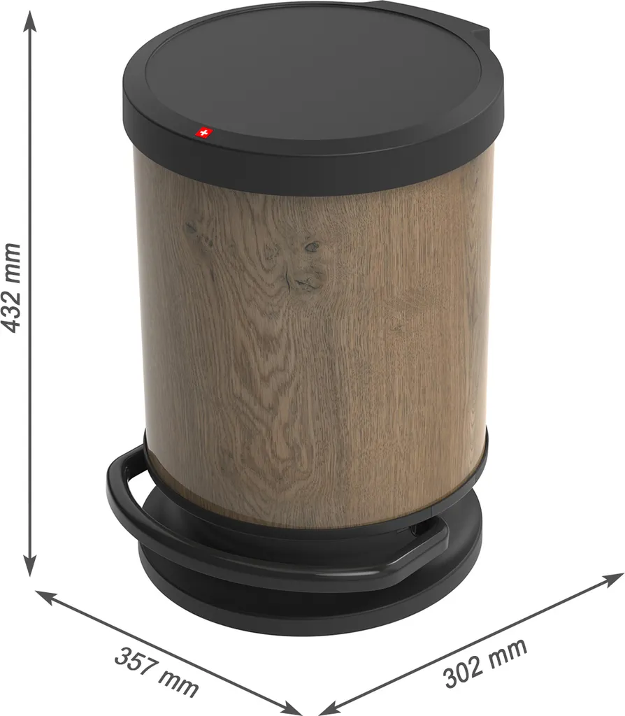 ROTHO Treteimer Rund 20 L PASO, Farbe:Holz Dunkel 3 ROTHO Treteimer Rund 20 L PASO, Farbe:Holz Dunkel – Bild 3