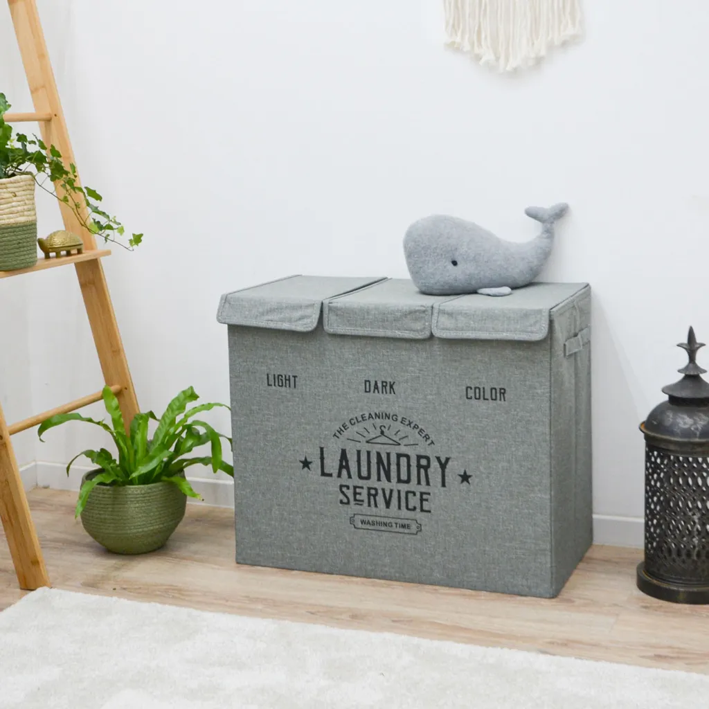 3 Fächer Wäschekorb Mit Deckel - 84L Wäschesammler Faltbar - 60x30x50 Wäschebox 7 3 Fächer Wäschekorb Mit Deckel - 84L Wäschesammler Faltbar - 60x30x50 Wäschebox – Bild 7