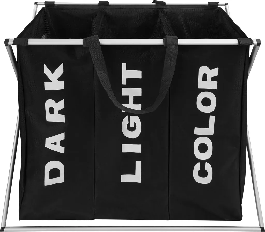 Tectake Wäschesammler Klappbar Mit 3 Fächern - Schwarz 3 Tectake Wäschesammler Klappbar Mit 3 Fächern - Schwarz – Bild 3