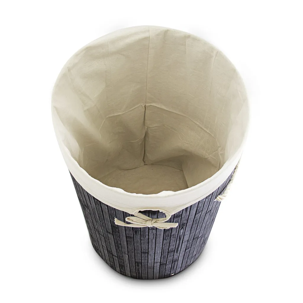 Relaxdays 1 X Wäschekorb Bambus Rund Schwarz 5 Relaxdays 1 X Wäschekorb Bambus Rund Schwarz – Bild 5