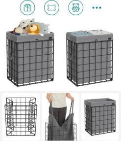 SONGMICS Wäschekorb 90L, Faltbarer Wäschesammler, Abnehmbarer Und Waschbarer Wäschesack, Metalldrahtgestell, Für Schlafzimmer, Bad, Waschküche, Schwarz-grau LCB190G01 14 SONGMICS Wäschekorb 90L, Faltbarer Wäschesammler, Abnehmbarer Und Waschbarer Wäschesack, Metalldrahtgestell, Für Schlafzimmer, Bad, Waschküche, Schwarz-grau LCB190G01 -Leifheit || Vileda || Wenko Verkaufsgeschäft 89e059e262c0f390ead2a784926974f2