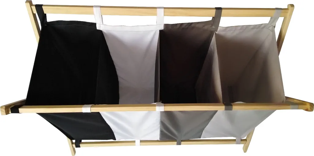 Jago® Wäschesortierer - Faltbar, 4 Fächer Aus Stoff, Aus Holz, Vierfarbig, Ca. 172 L Volumen, Größe (L/B/H): 98.5/40/72 Cm - Wäschekorb, Wäschebox, Wäschesammler 4 Jago® Wäschesortierer - Faltbar, 4 Fächer Aus Stoff, Aus Holz, Vierfarbig, Ca. 172 L Volumen, Größe (L/B/H): 98.5/40/72 Cm - Wäschekorb, Wäschebox, Wäschesammler – Bild 4