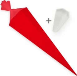 Itenga Set Rot Bastelschultüte Rohling 85 Cm Eckig + Schultüten Spitzenschutz