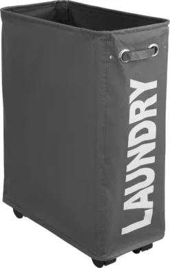 Tectake Wäschesammler Schmal - Dunkelgrau