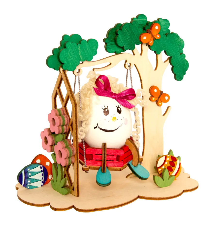 Drechslerei Kuhnert - Bastelset Osterdekoration Schaukel - Maße Ca. 16 X 10 X 16cm - 10205 1 Drechslerei Kuhnert - Bastelset Osterdekoration Schaukel - Maße Ca. 16 X 10 X 16cm - 10205