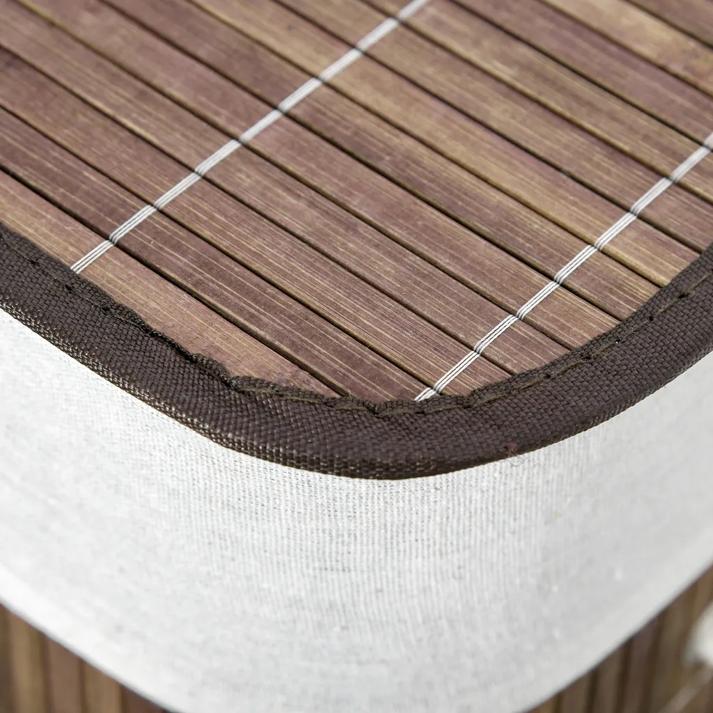 HOMCOM 100L Wäschekorb Wäschebox Wäschesammler Mit 3 Griffe Mit Waschbarem Wäschesack Abnehmbar Bambus Polyester Baumwolle Metall Braun+Weiß 52 X 32 X 63 Cm 9 HOMCOM 100L Wäschekorb Wäschebox Wäschesammler Mit 3 Griffe Mit Waschbarem Wäschesack Abnehmbar Bambus Polyester Baumwolle Metall Braun+Weiß 52 X 32 X 63 Cm – Bild 9