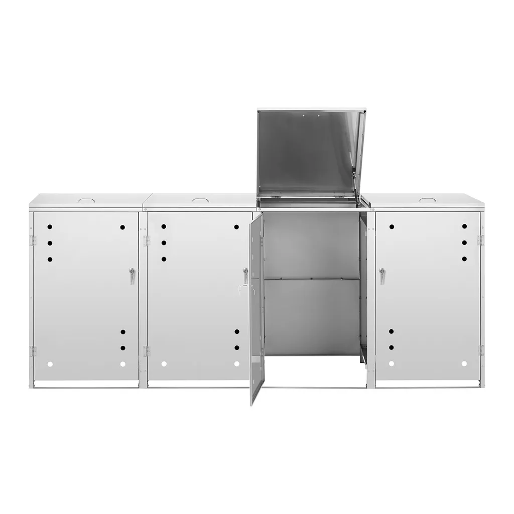 Mülltonnenbox Edelstahl Mülltonnenverkleidung Mülleimerbox 4 X 240 L Schloss 5 Mülltonnenbox Edelstahl Mülltonnenverkleidung Mülleimerbox 4 X 240 L Schloss – Bild 5